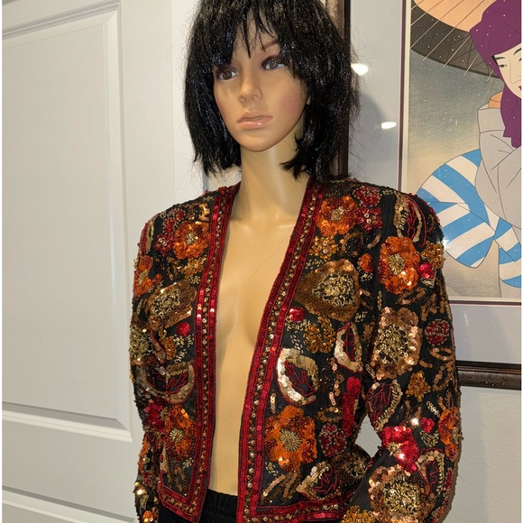 OLEG CASSINI SEQUIN BOLERO - Picture 1 of 7